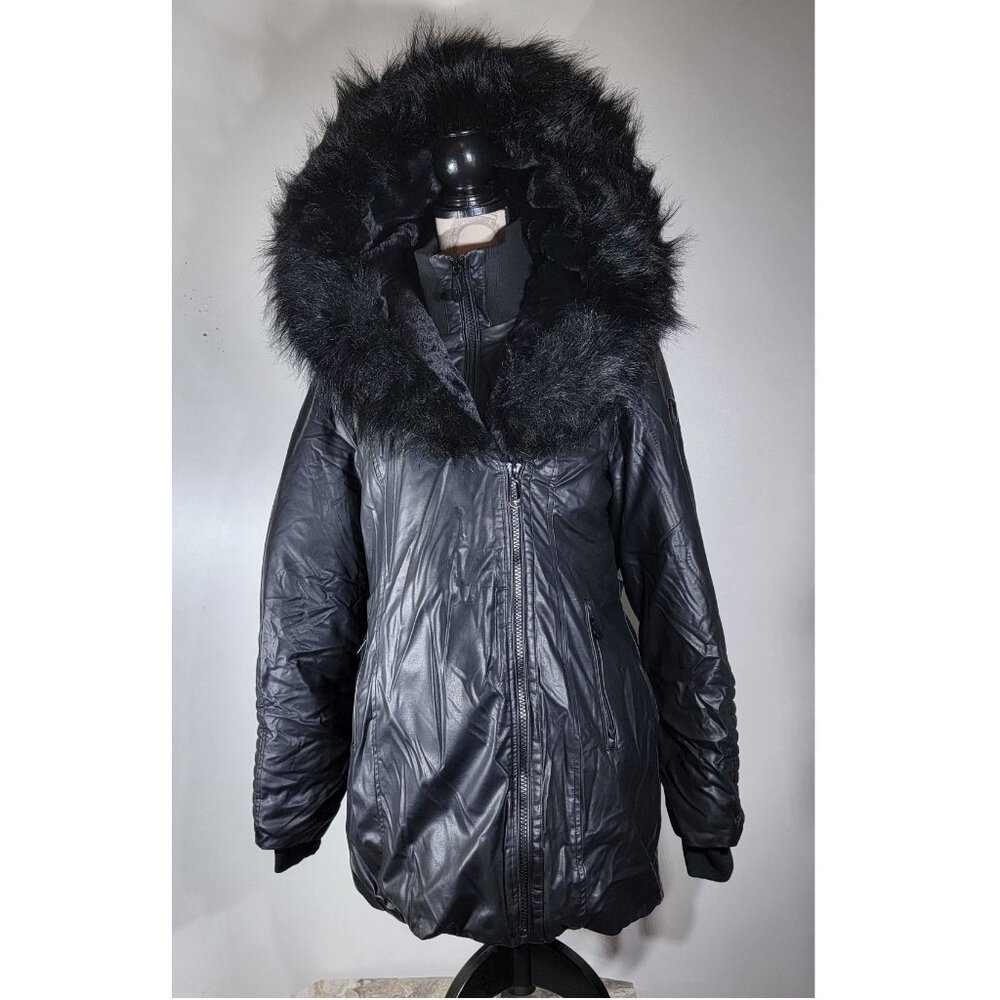 Noize 100% polyurethane Hooded Puffer Coat, Black, Womens Size XL/Tall Girl